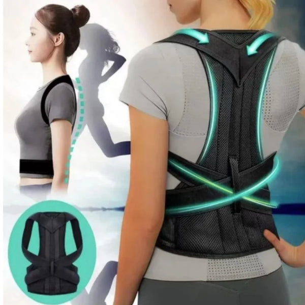 Adjustable Back Posture Corrector With Breathable Shoulder And Waist Support Straps